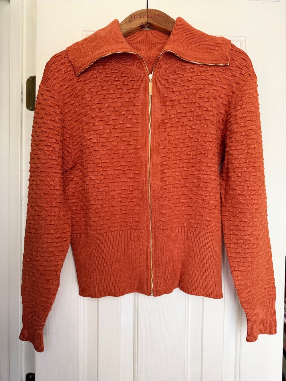 Marc New York Rust-Orange Zip Front Cardigan. Sz
